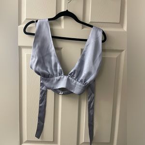 Blue satin bralette top